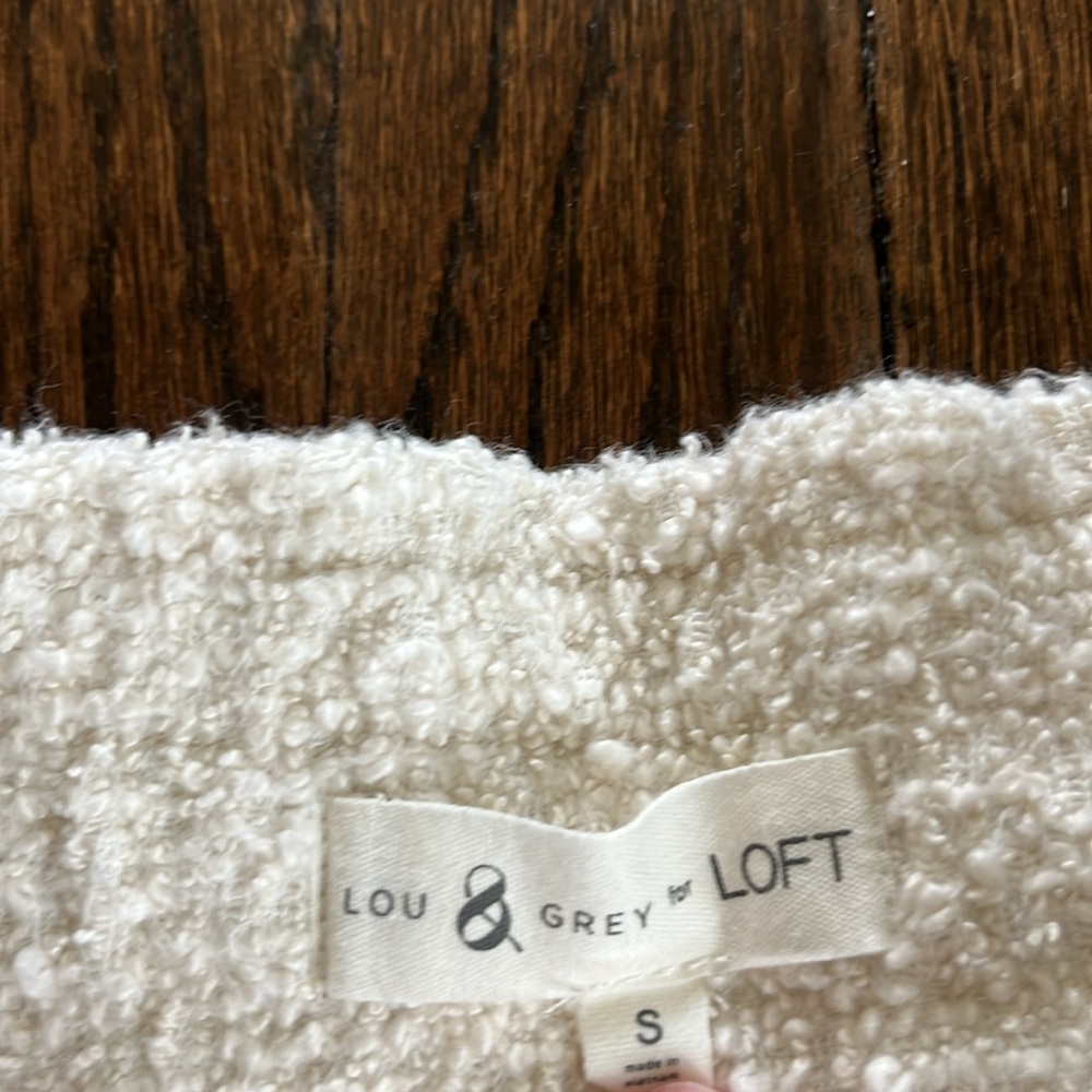 Lou & Grey Sweatshirt Terry Cloth Drawstring Casual Mini Skirt Cream small - Picture 3 of 6